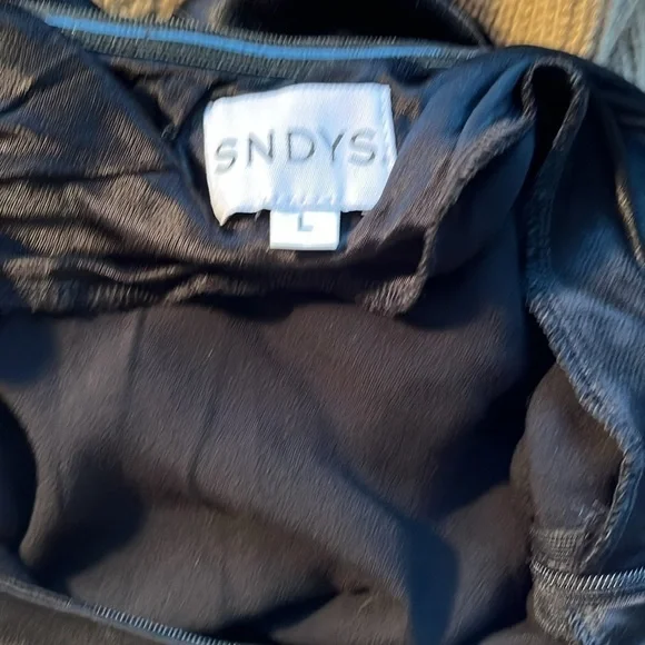 SNDYS & Revolve Angel Satin Strapless Stretch Dress Black Midi Maxi Sz Large - Picture 5 of 6